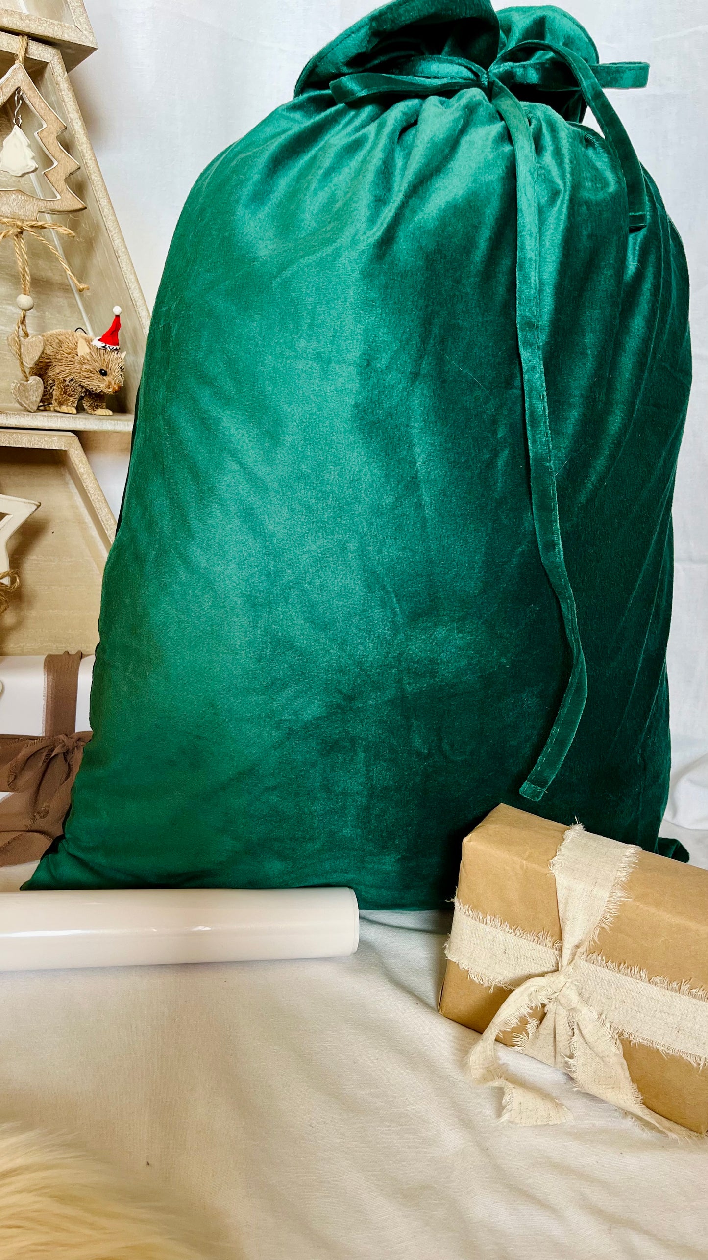 Green velvet Santa sack