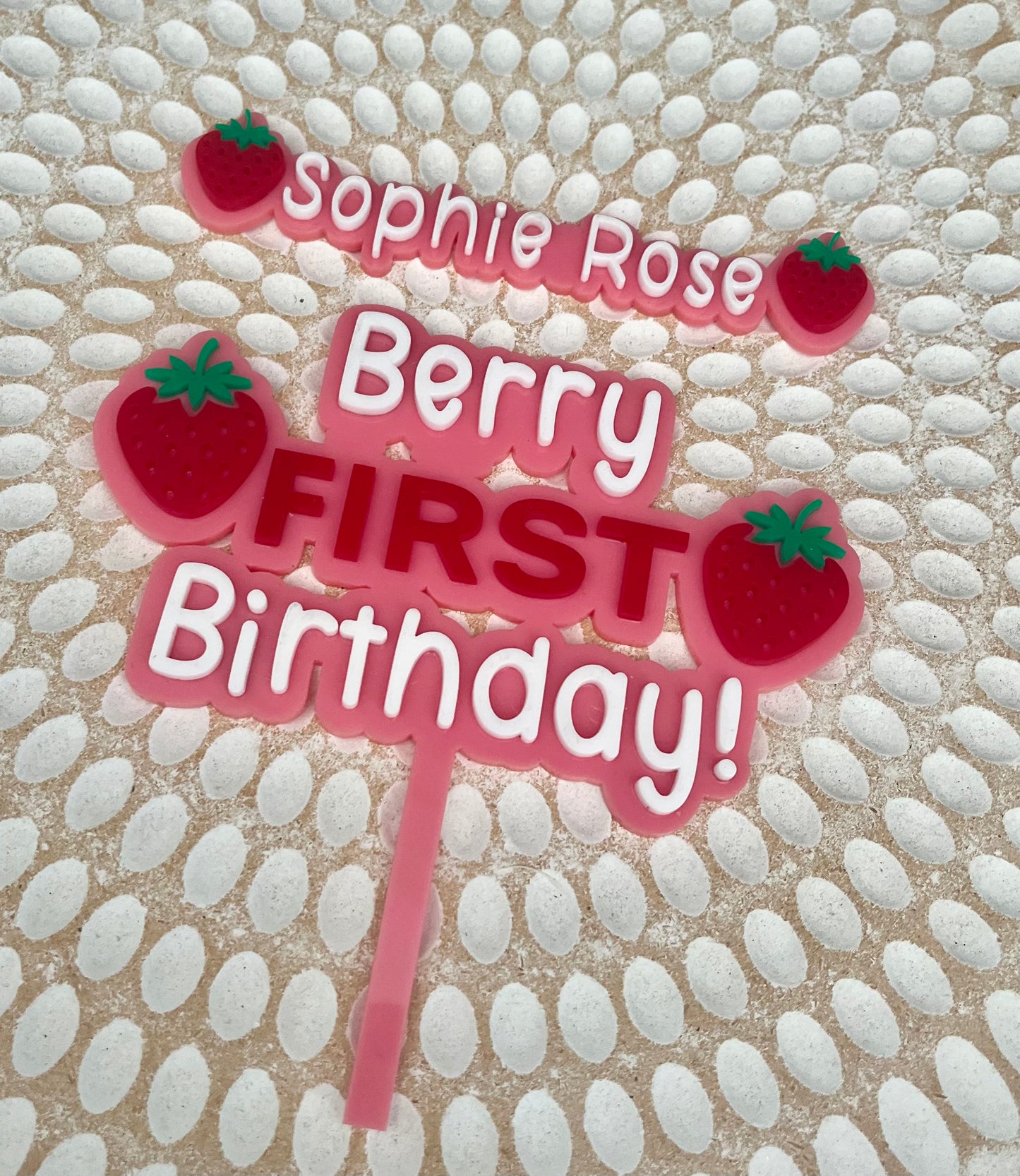Strawberry theme bundle cake topper
