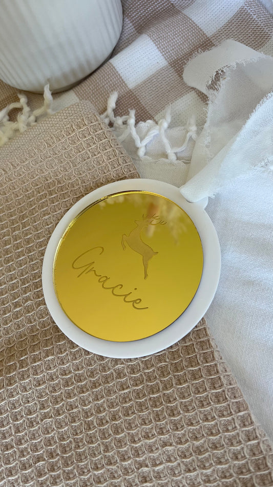 Gold mirror round bauble