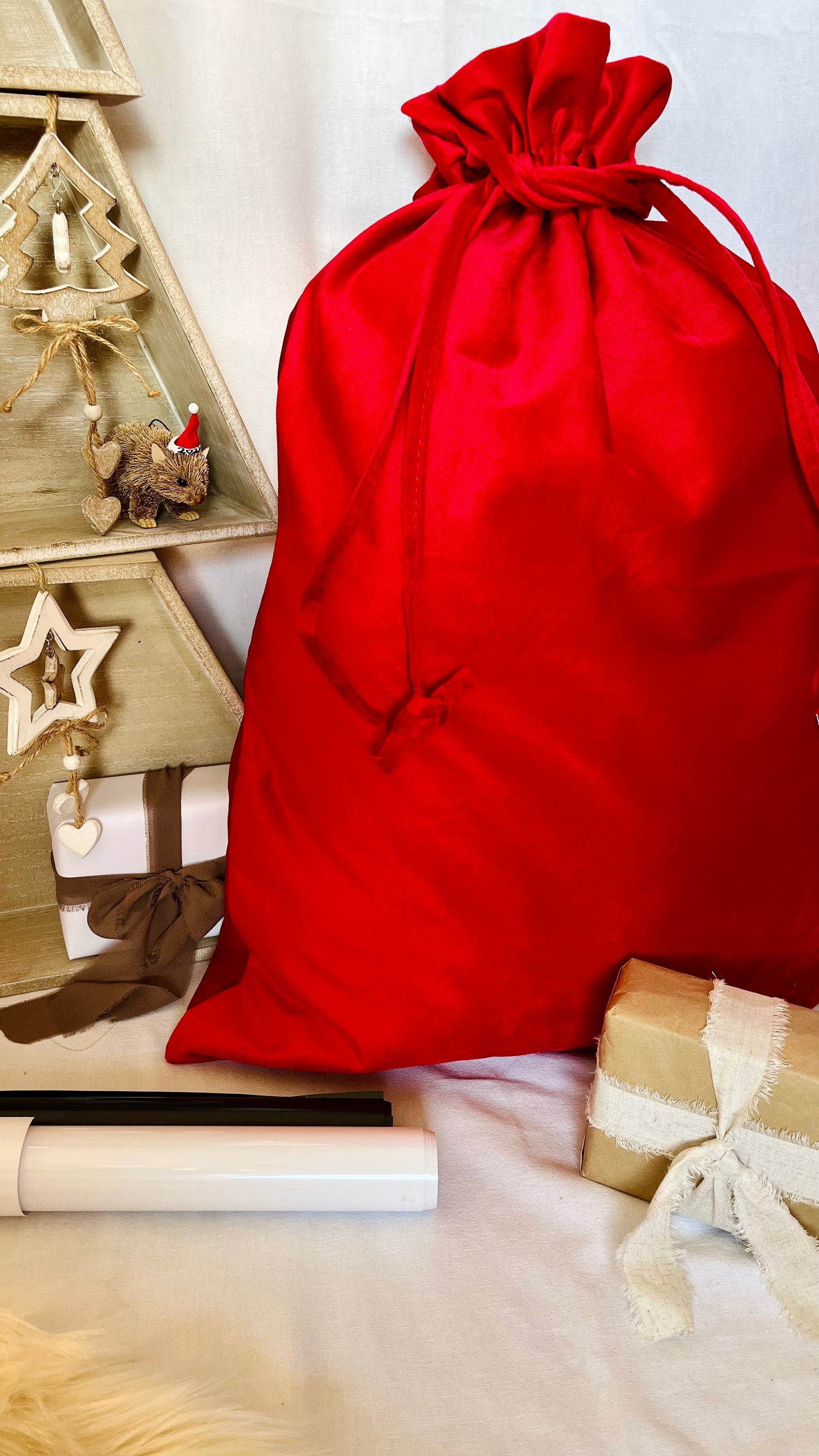 Red velvet Santa sack