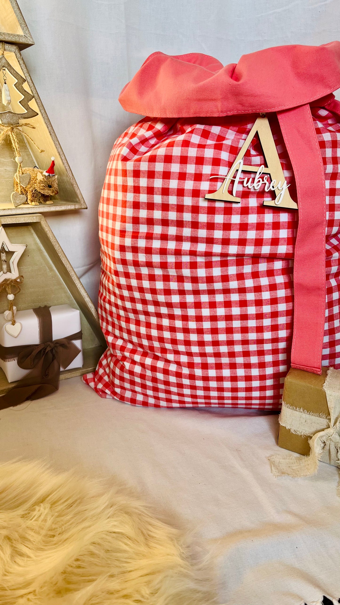 Red gingham Santa sack