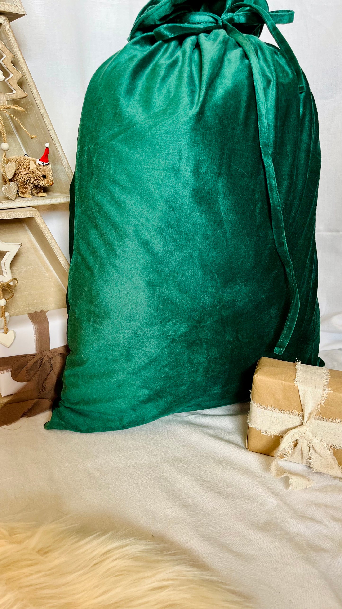 Green velvet Santa sack