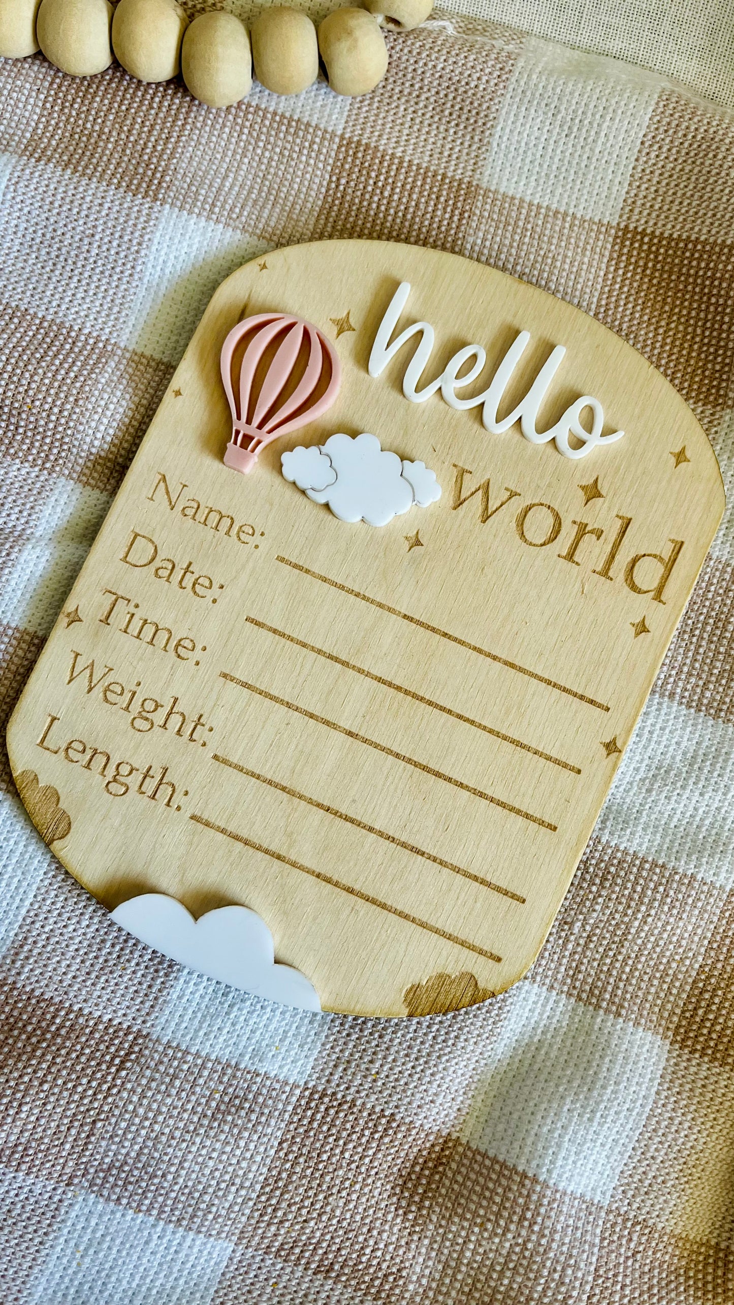 Hot air balloon birth announcement