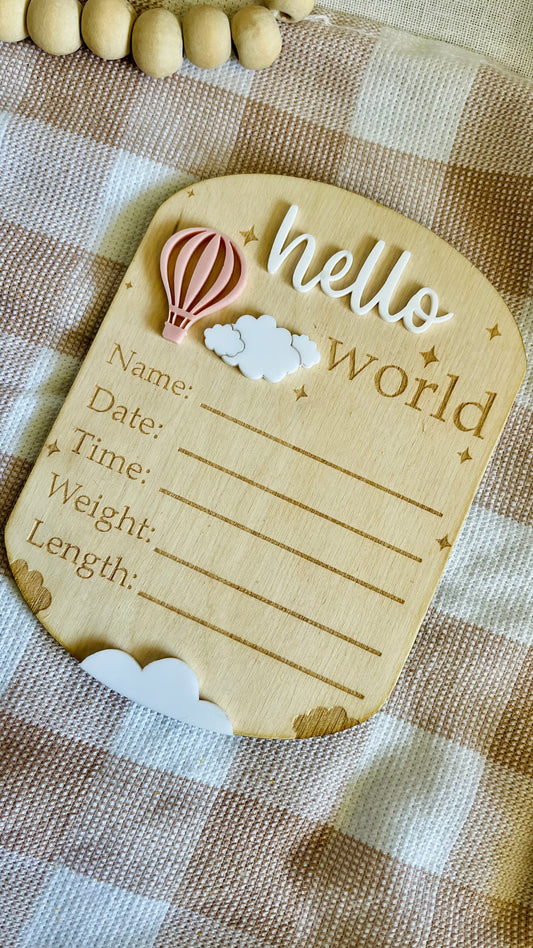 Hot air balloon birth announcement