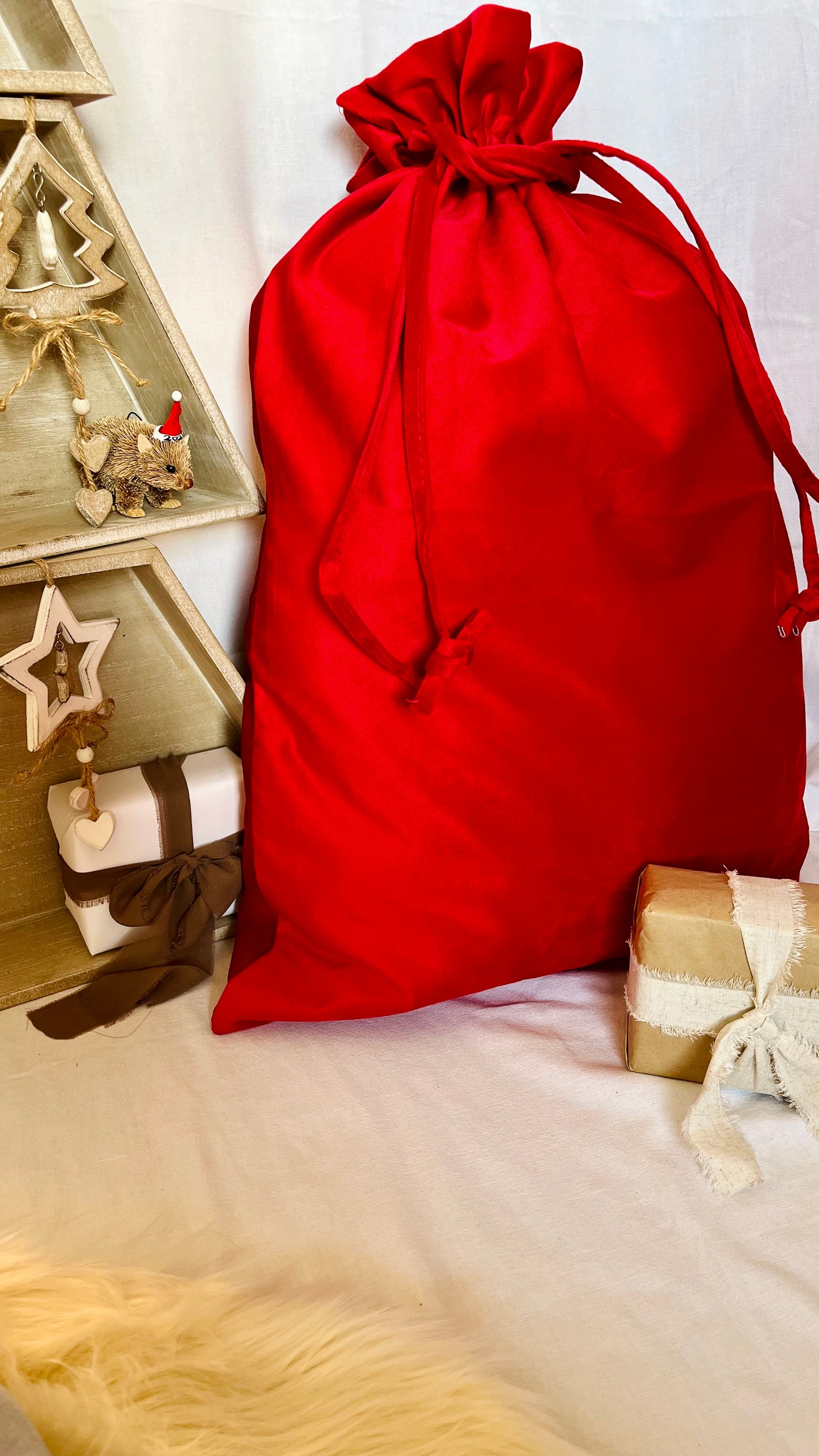 Red velvet Santa sack