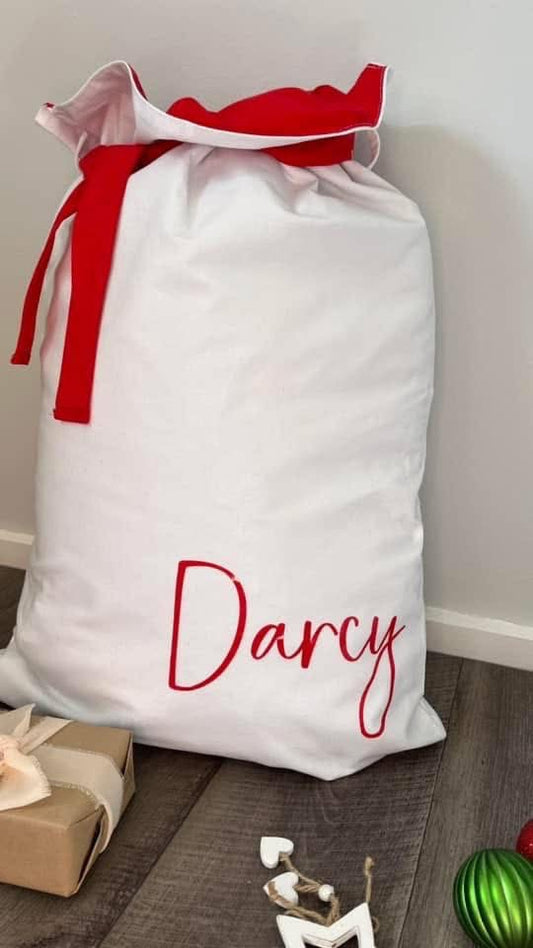 White/ red collar Santa sack