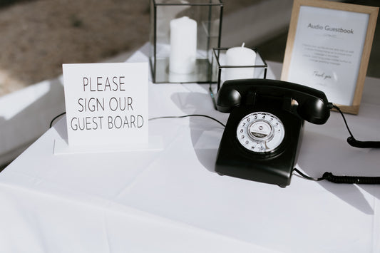 Table numbers/ guest book/ in loving memory signage