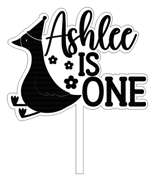 Personalised one silly goose theme cake topper (two layer)