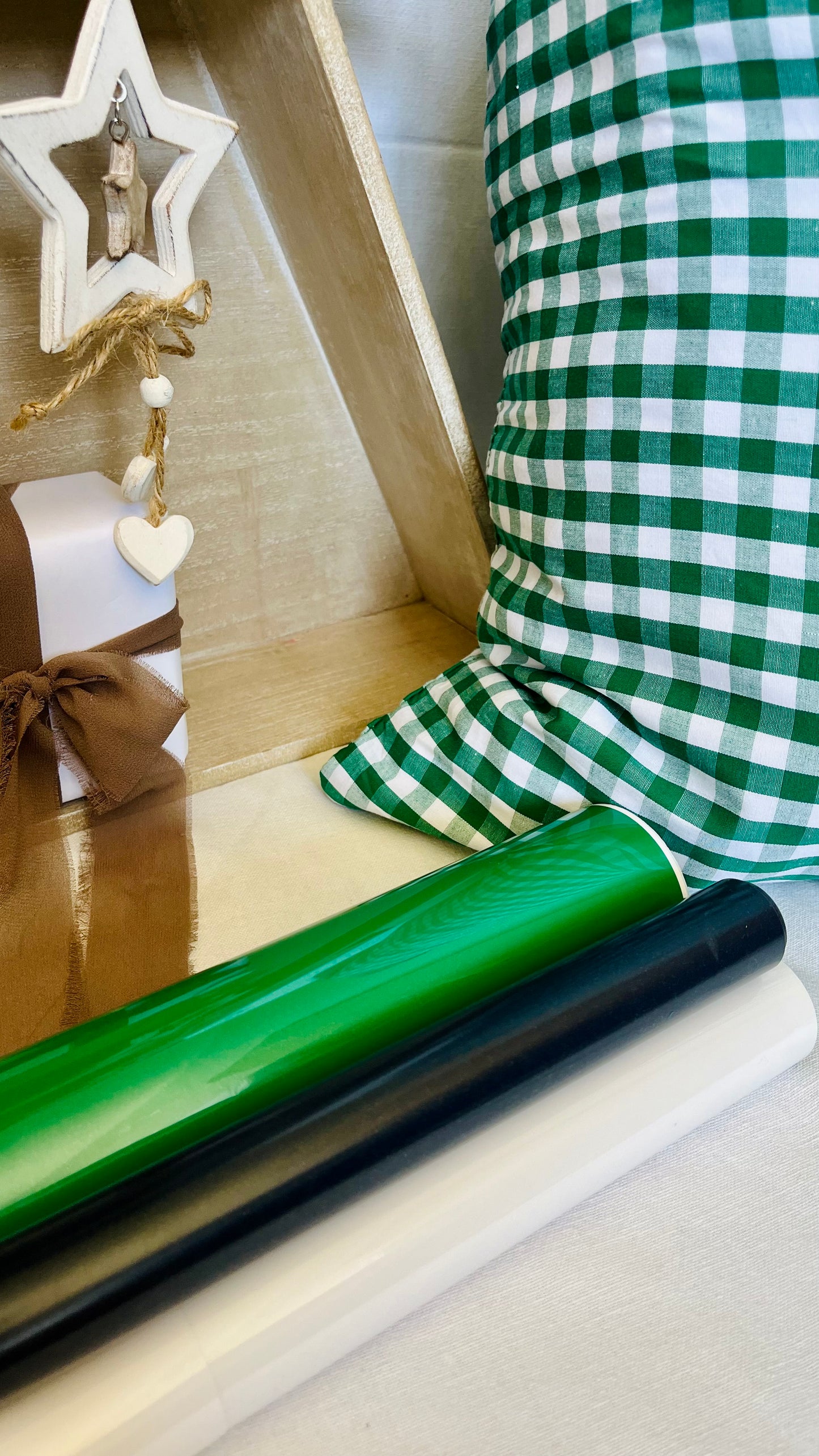 Green gingham Santa sack