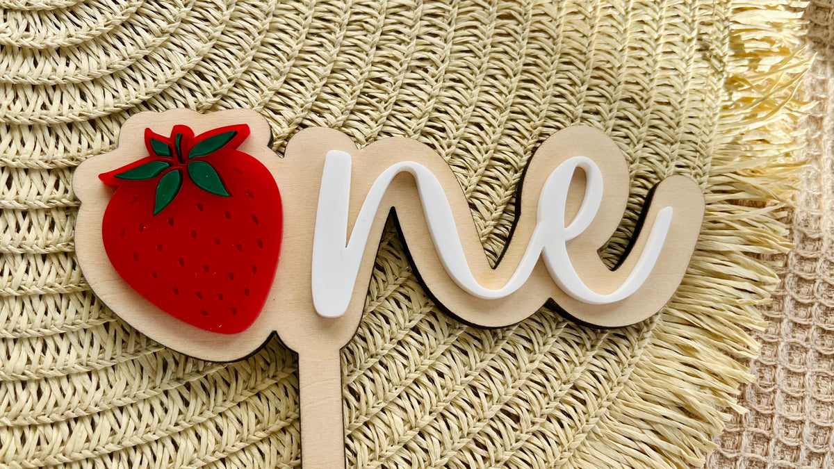 Strawberry-one cake topper