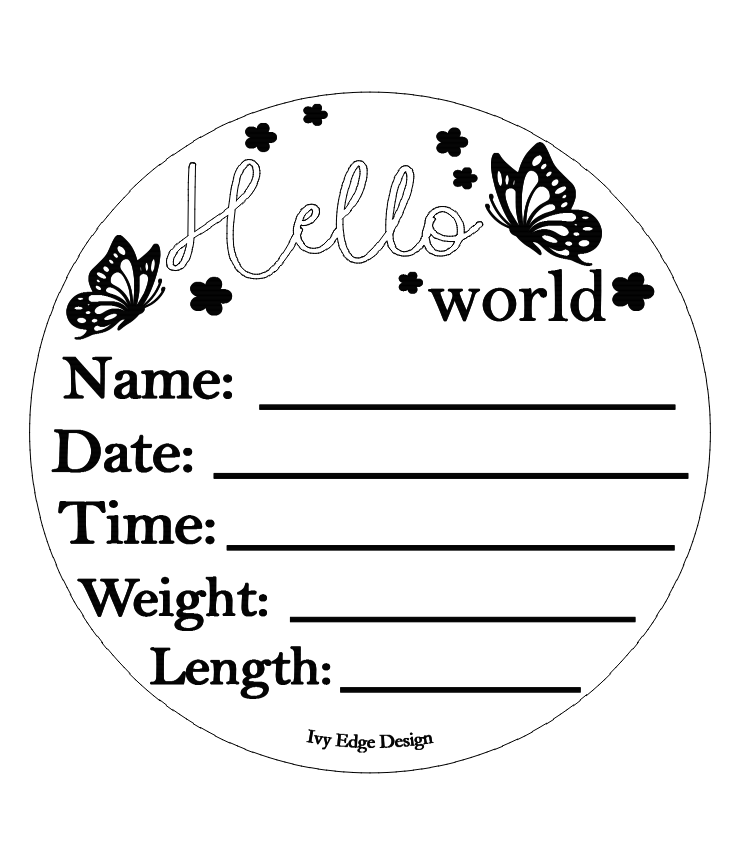 Butterfly (round) birth announcement plaque