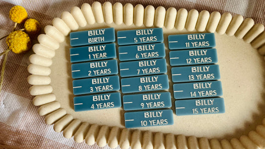 Growth chart personalised name tag set