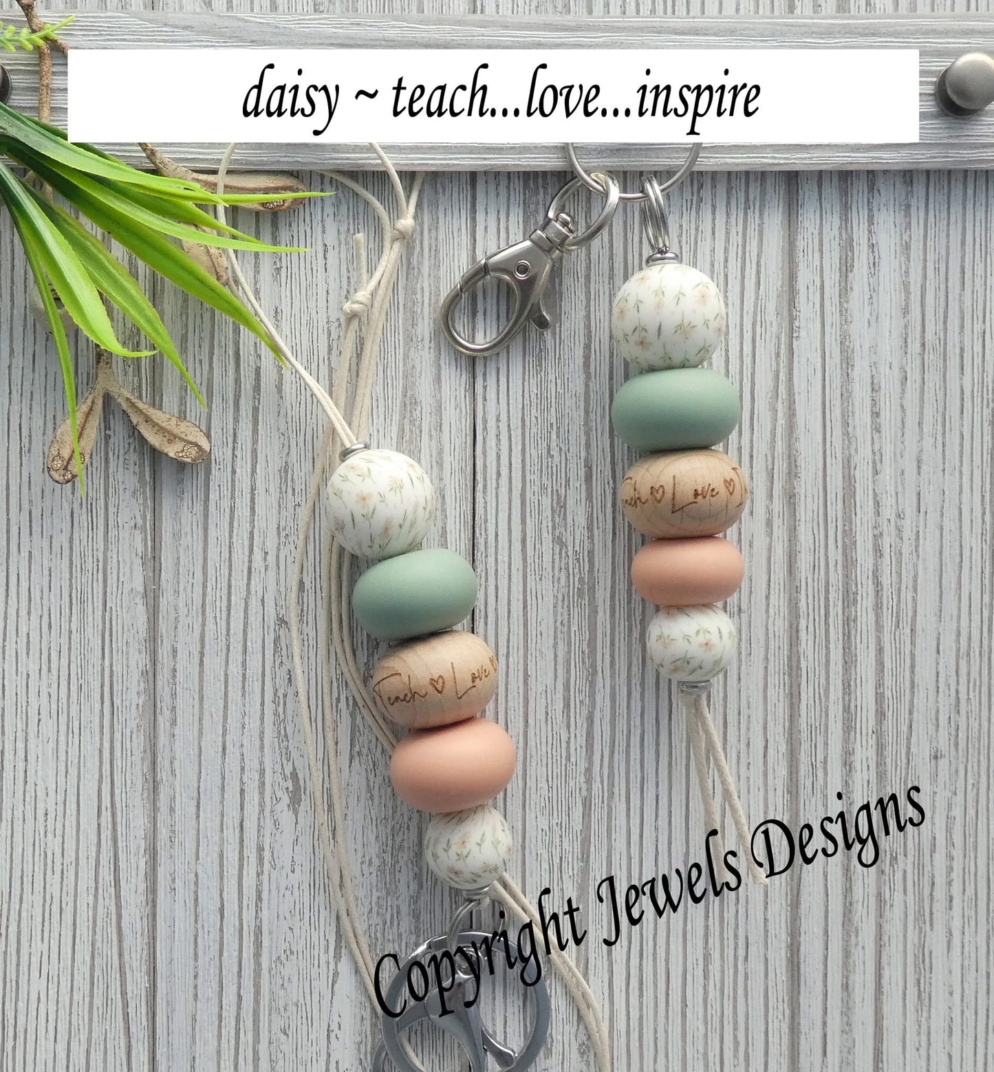 Daisy- teach, love, inspire key chain or lanyard
