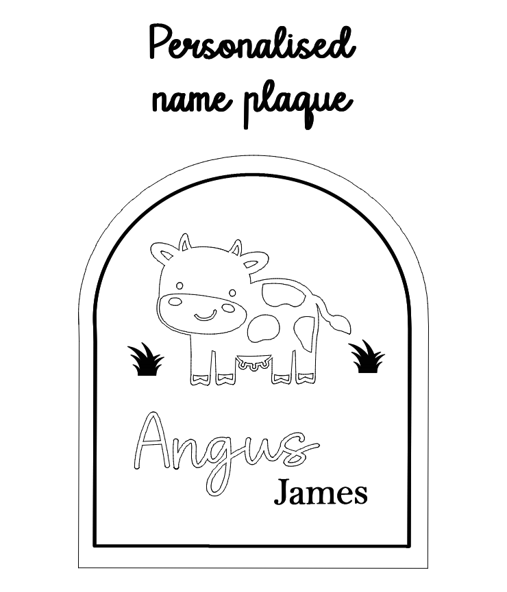 Cow arch birth announcement plaque