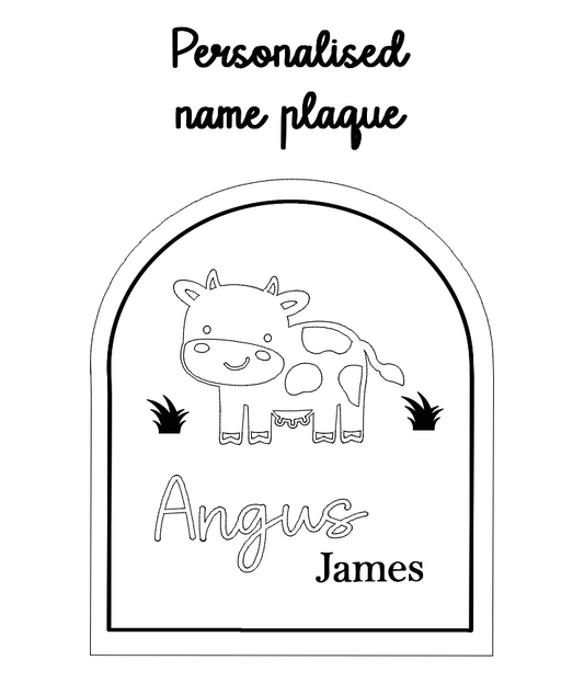 Cow arch birth announcement plaque