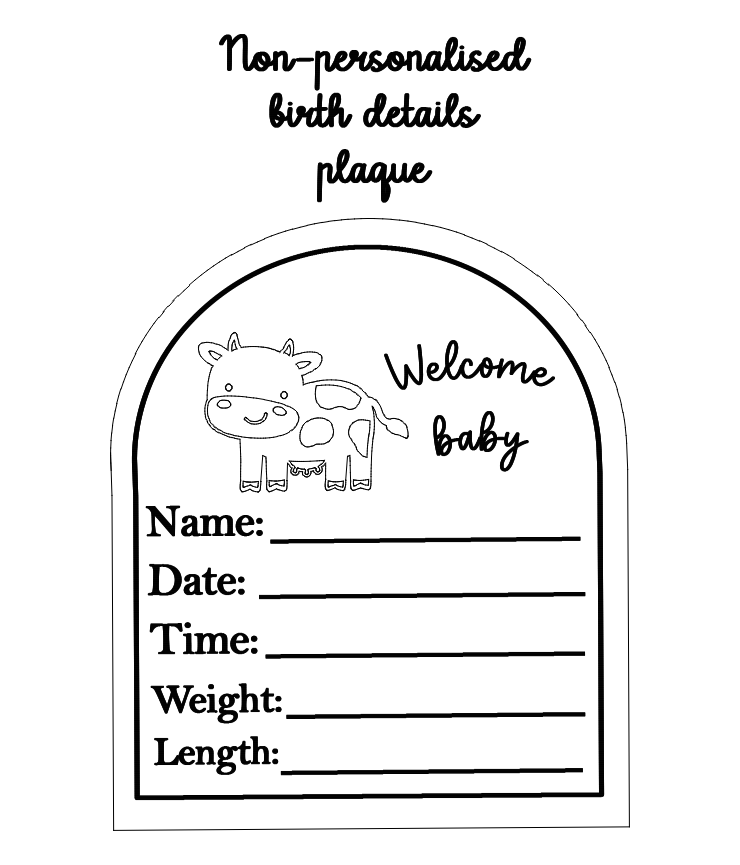 Cow arch birth announcement plaque
