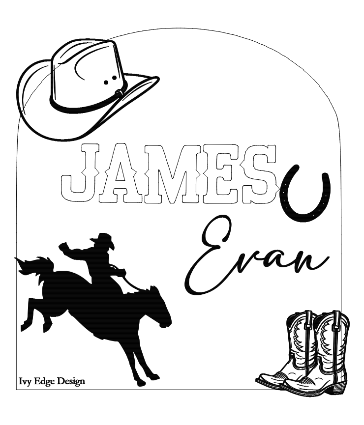 Rodeo arch birth announcement