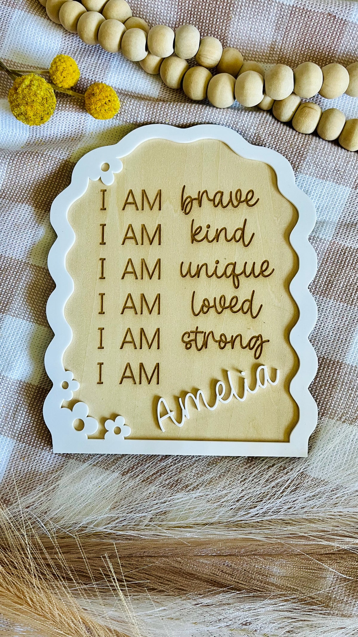 Personalised affirmation plaque