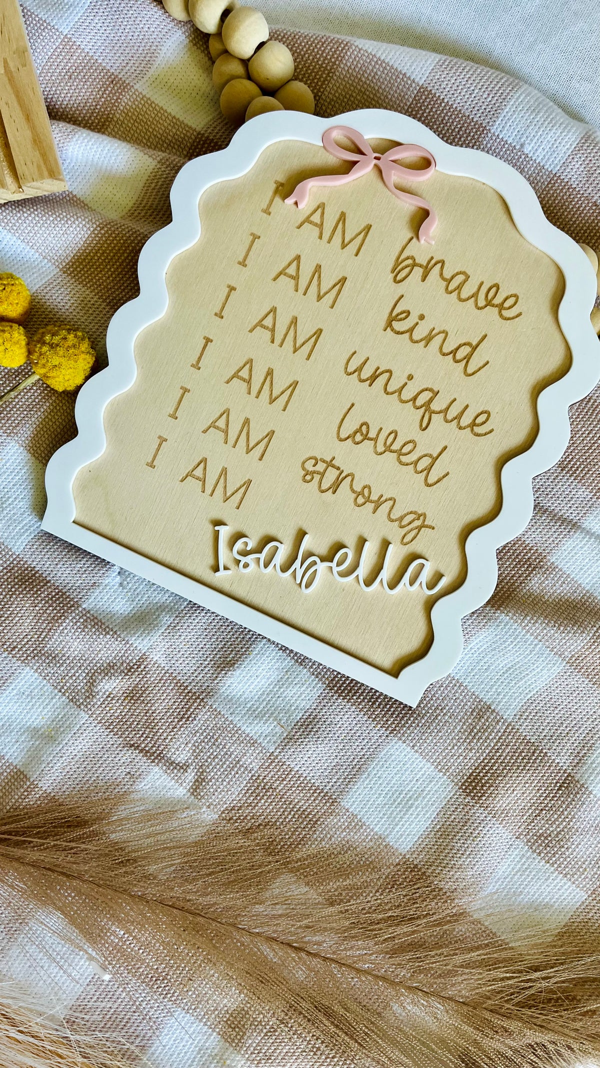 Personalised affirmation plaque