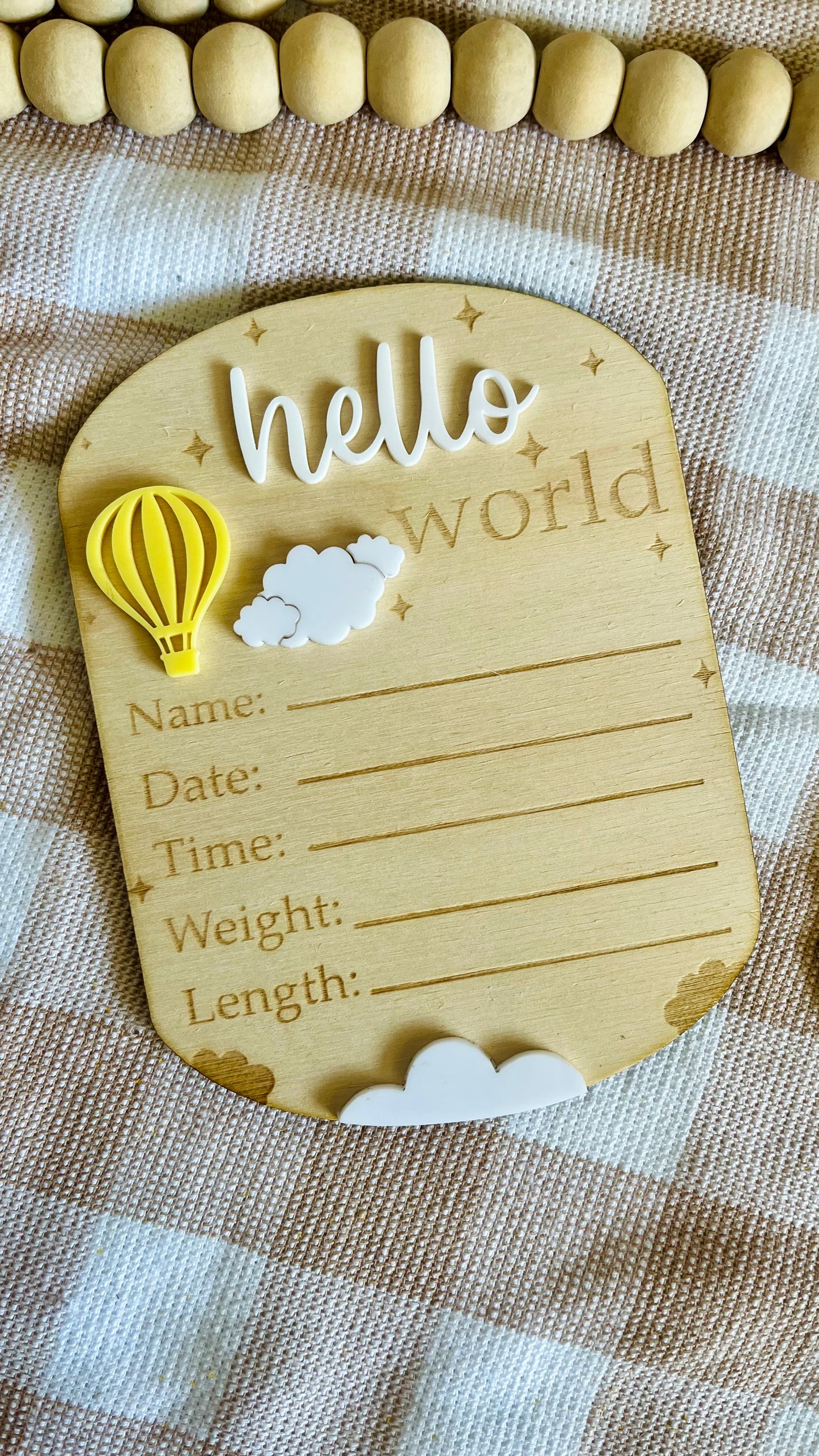Hot air balloon birth announcement