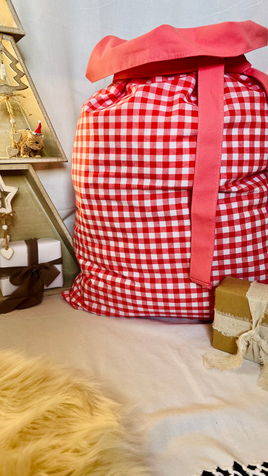 Red gingham Santa sack