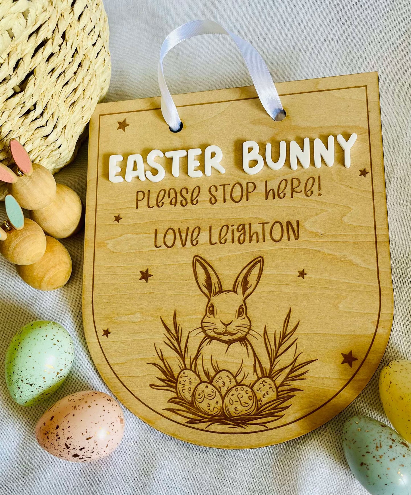 Easter Bunny please stop here sign