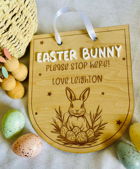 Easter Bunny please stop here sign