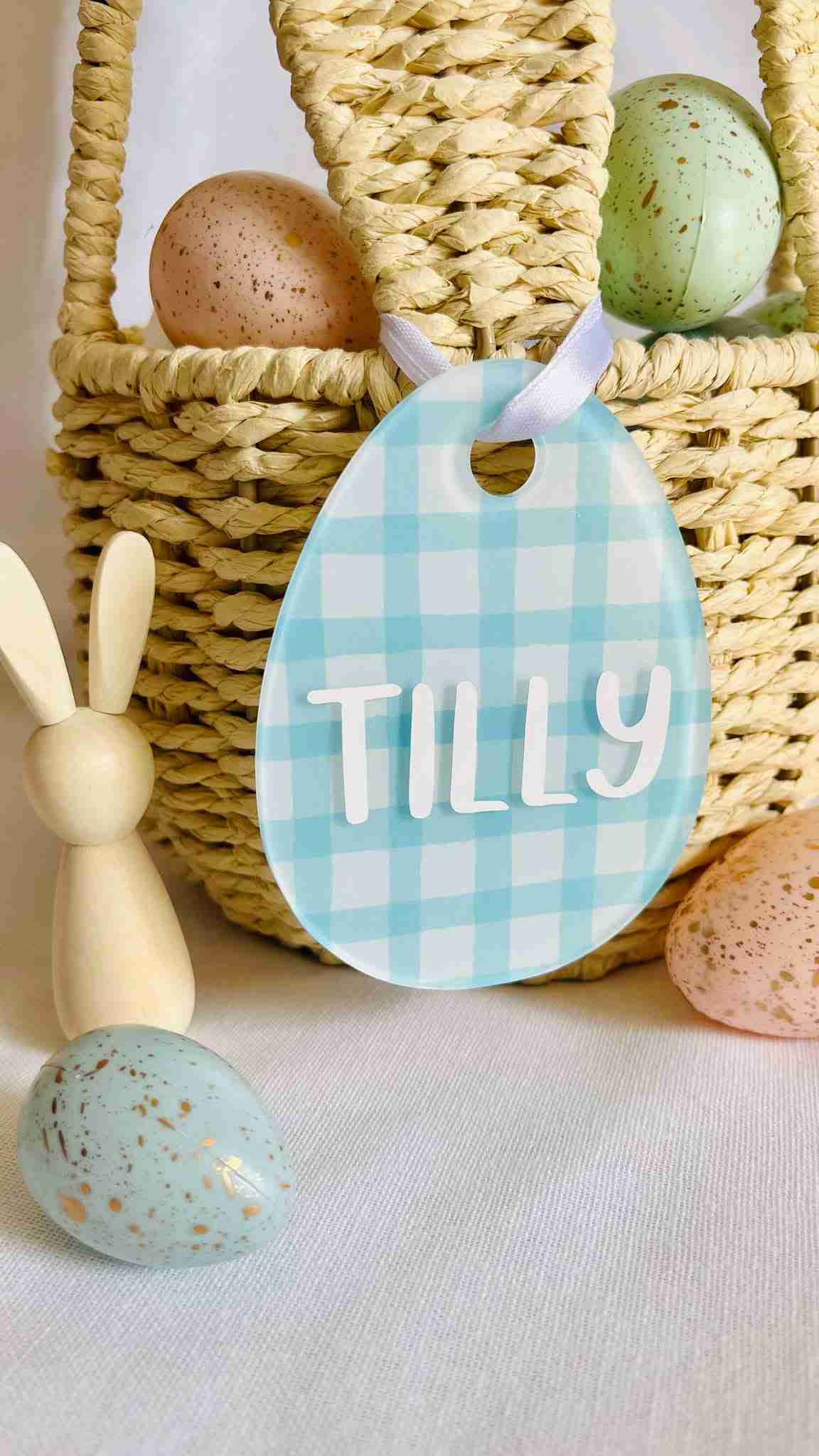 Gingham basket tag