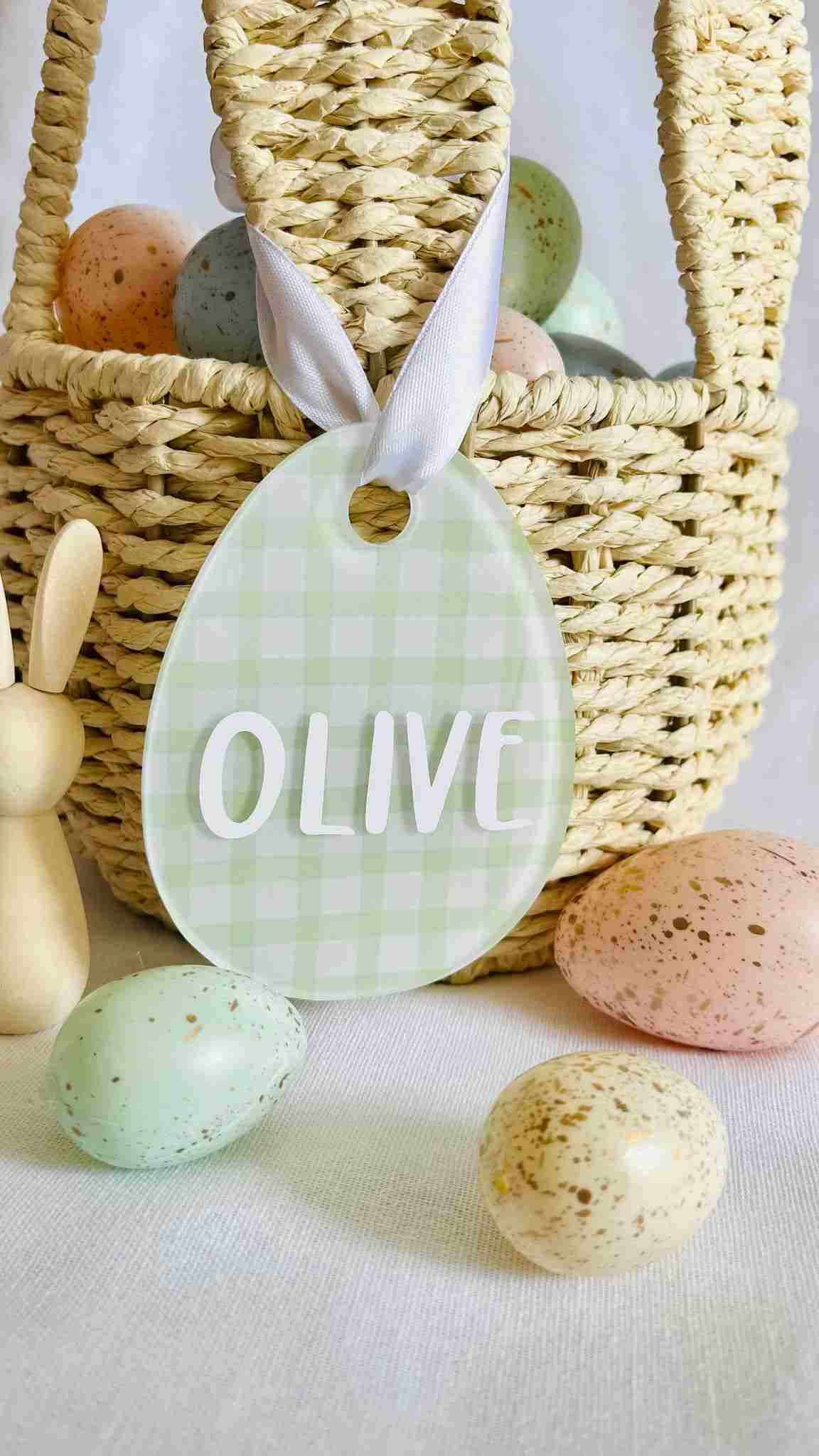 Gingham basket tag