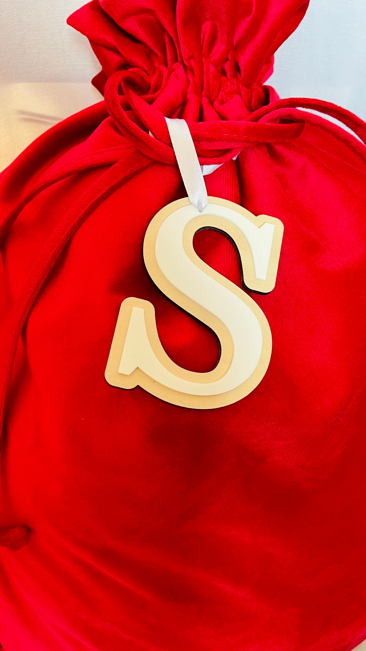 Initial Santa sack tag