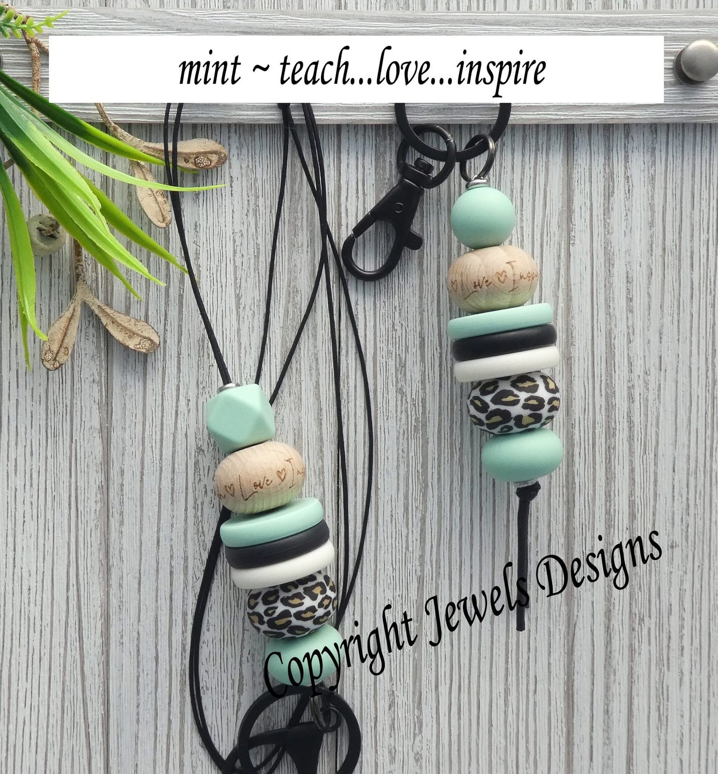 Mint- teach, love, inspire key chain or lanyard
