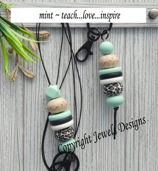 Mint- teach, love, inspire key chain or lanyard
