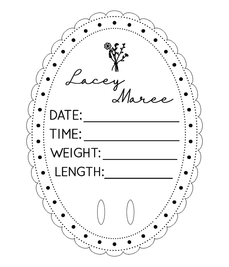 Multi-design dotted oval birth announcement