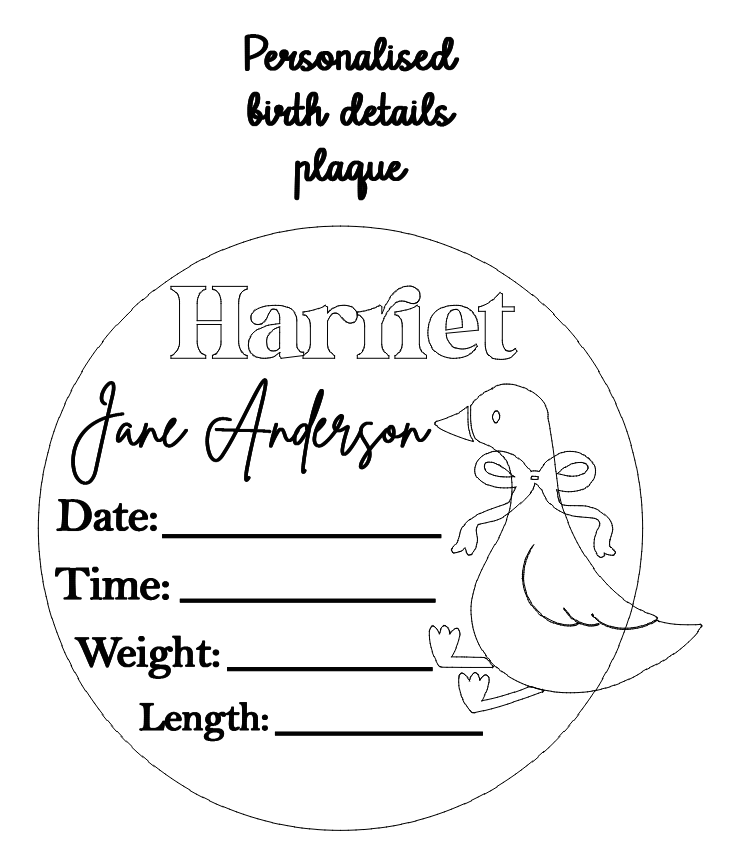 Goose round birth announcement plaque