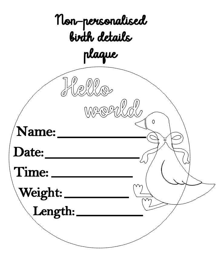 Goose round birth announcement plaque