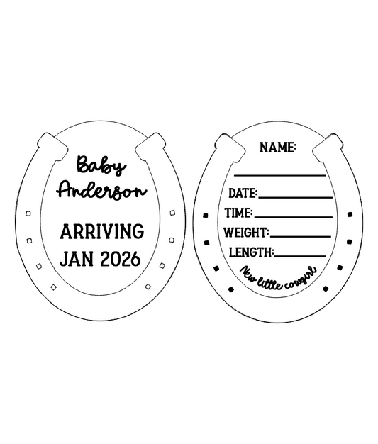 Horse shoe tag announcement plaque