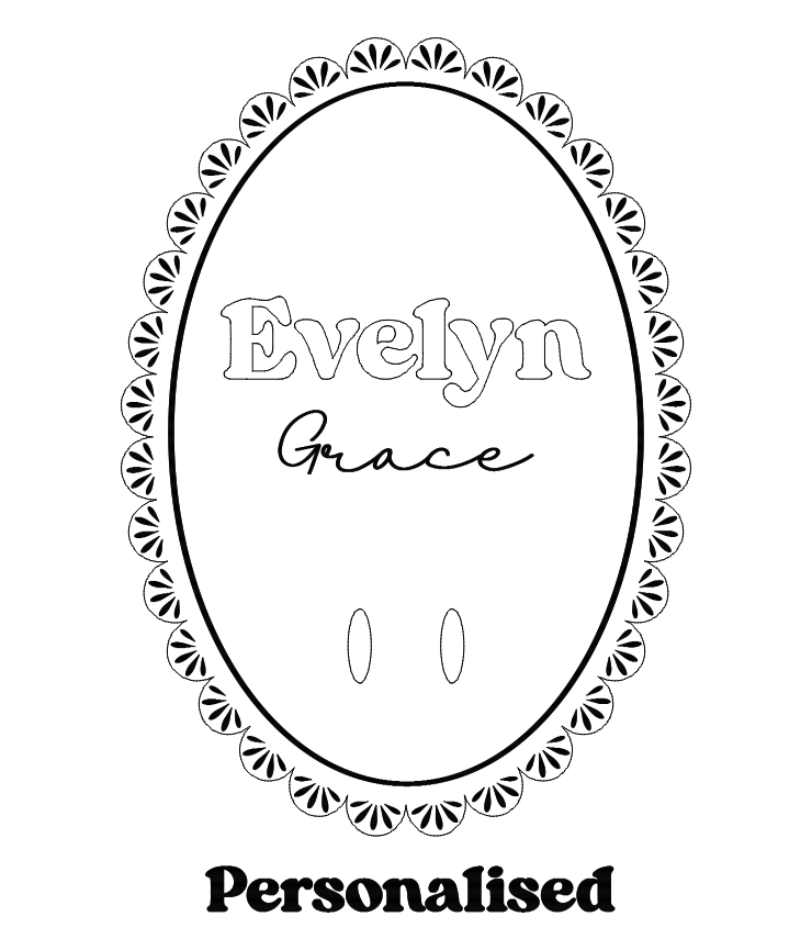 Laced oval birth announcement