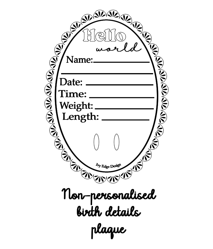 Laced acrylic oval birth announcement