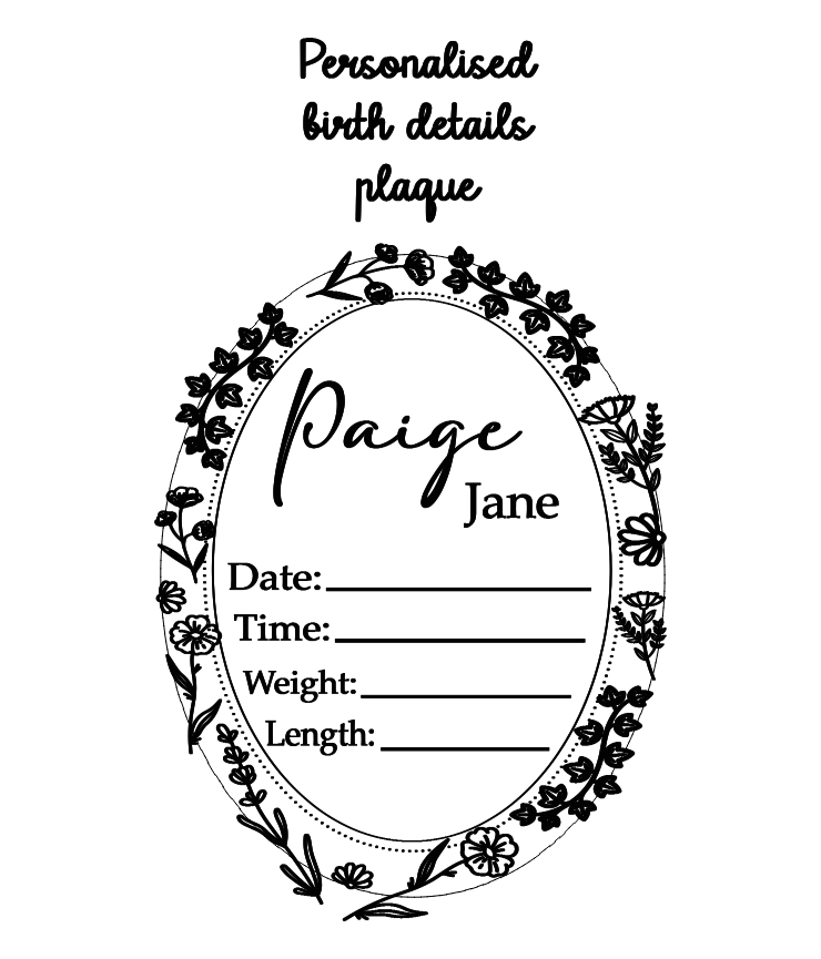 Floral birth announcement plaque