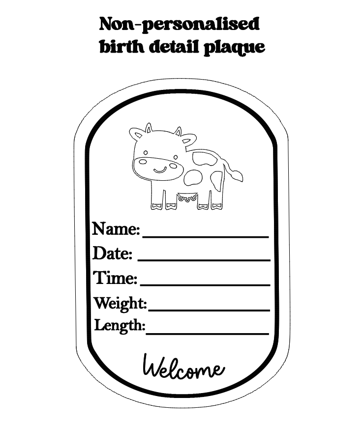 Cow oval birth announcement plaque
