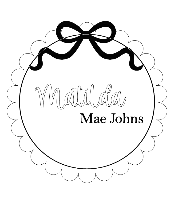 Scalloped bow birth announcement plaque