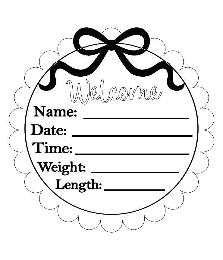 Scalloped bow birth announcement plaque