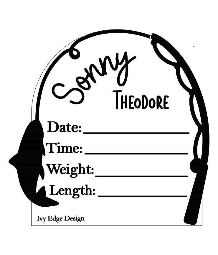 Fishing arch birth announcement plaque