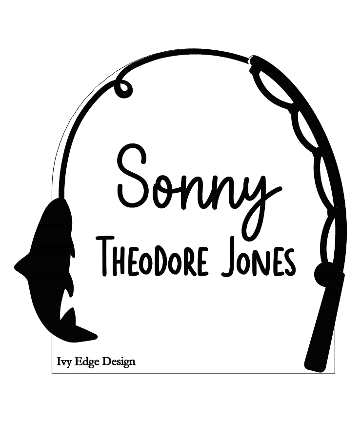 Fishing arch birth announcement plaque