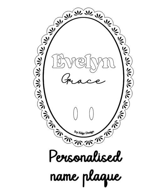 Laced acrylic oval birth announcement