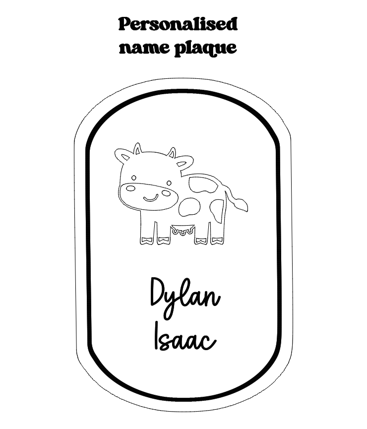 Cow oval birth announcement plaque