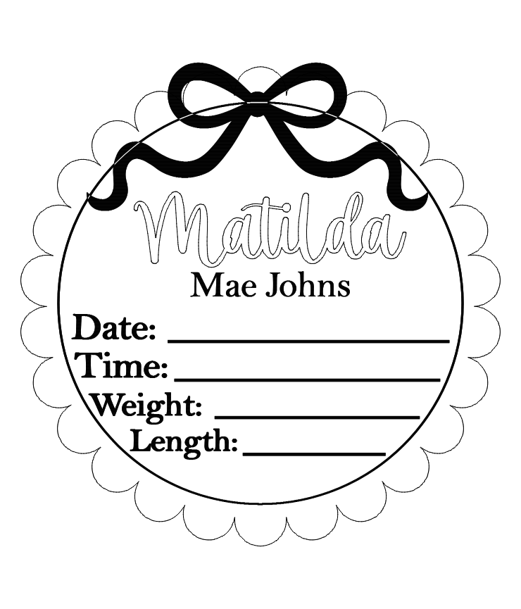 Scalloped bow birth announcement plaque