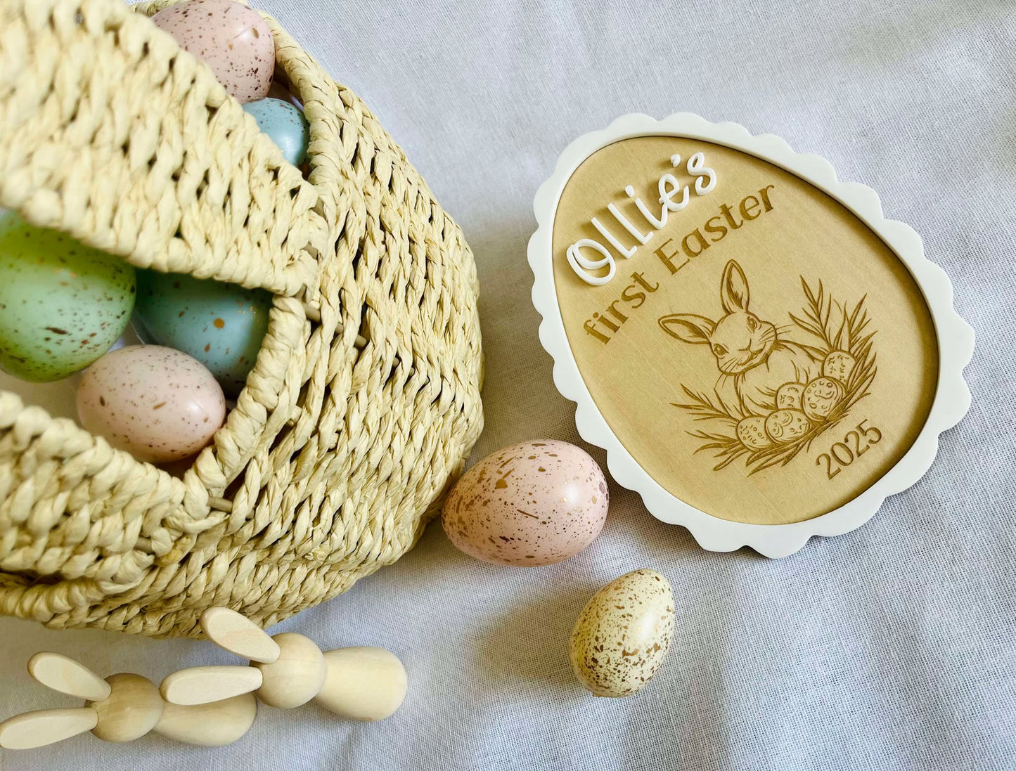 Scalloped Easter egg first Easter plaque
