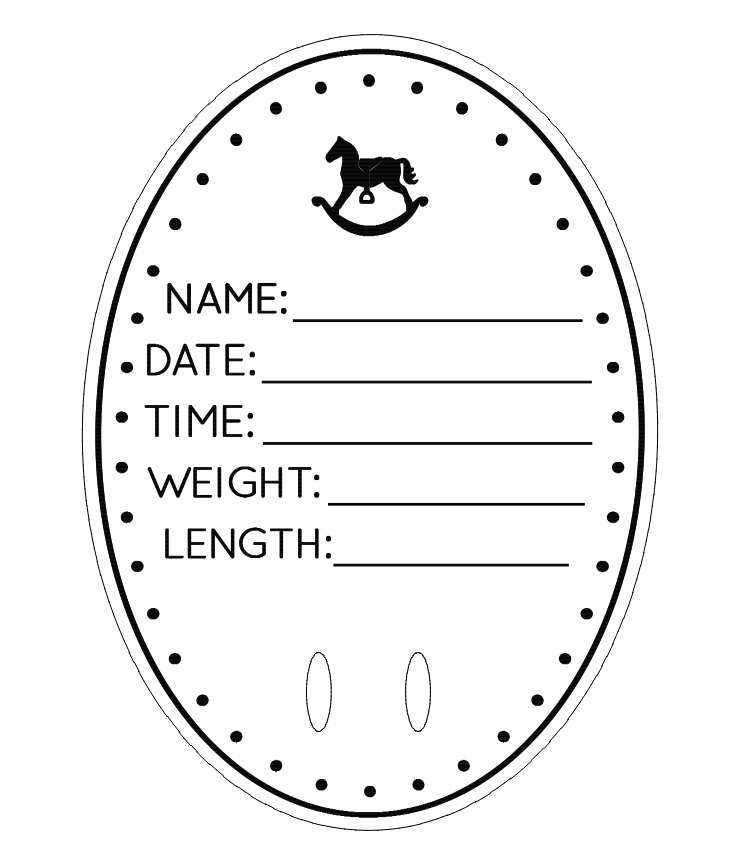 Multi-design dotted oval birth announcement