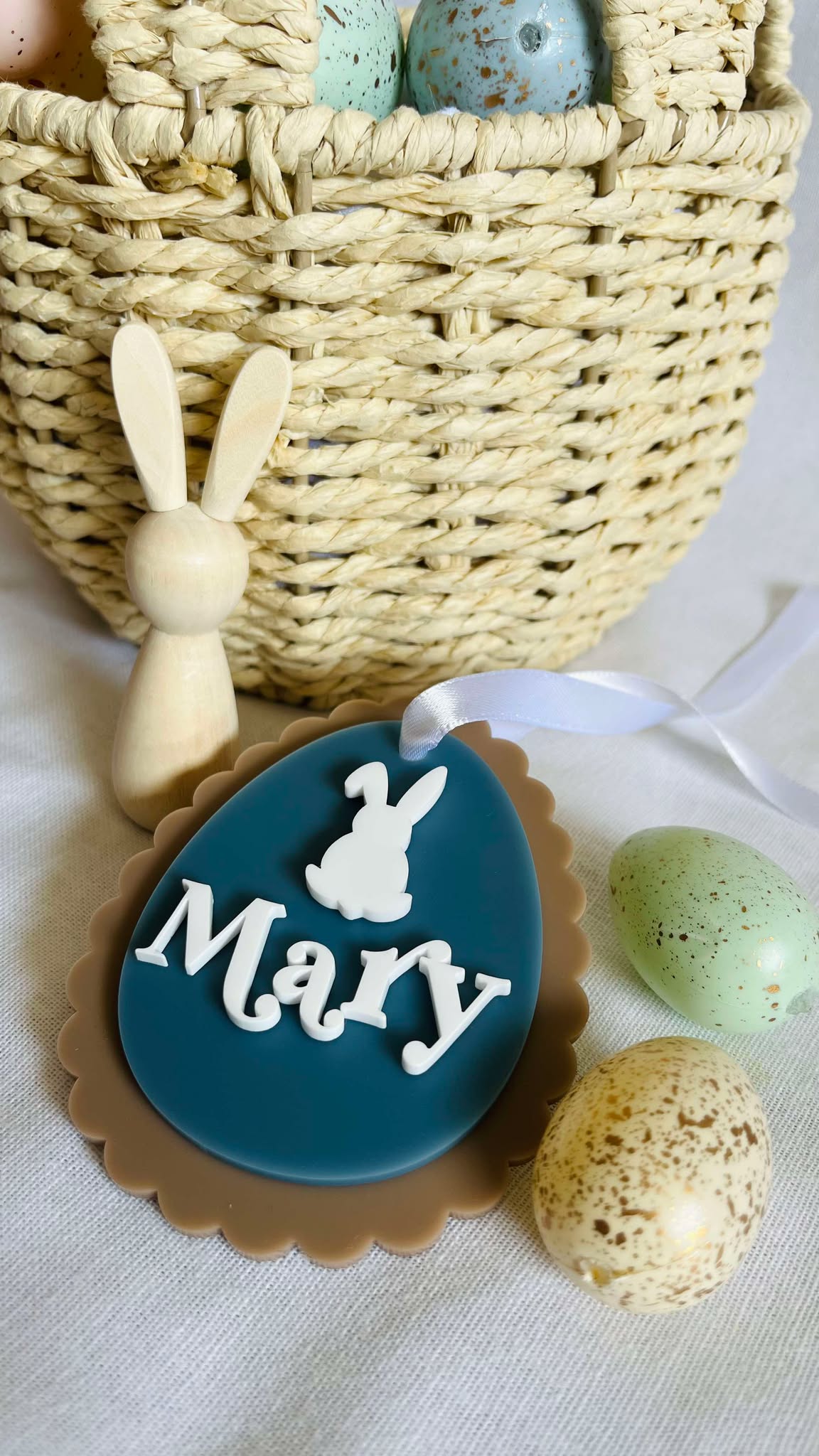 Scallop Easter egg basket tags